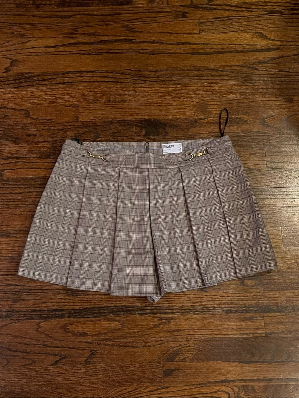 primark brown plaid mini pleated skort